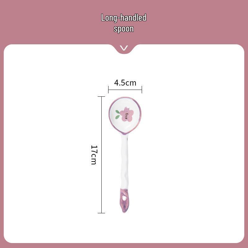 Ceramic Underglaze Twisty Stirring Spoon - Cute Children's Tableware and Dessert Spoon