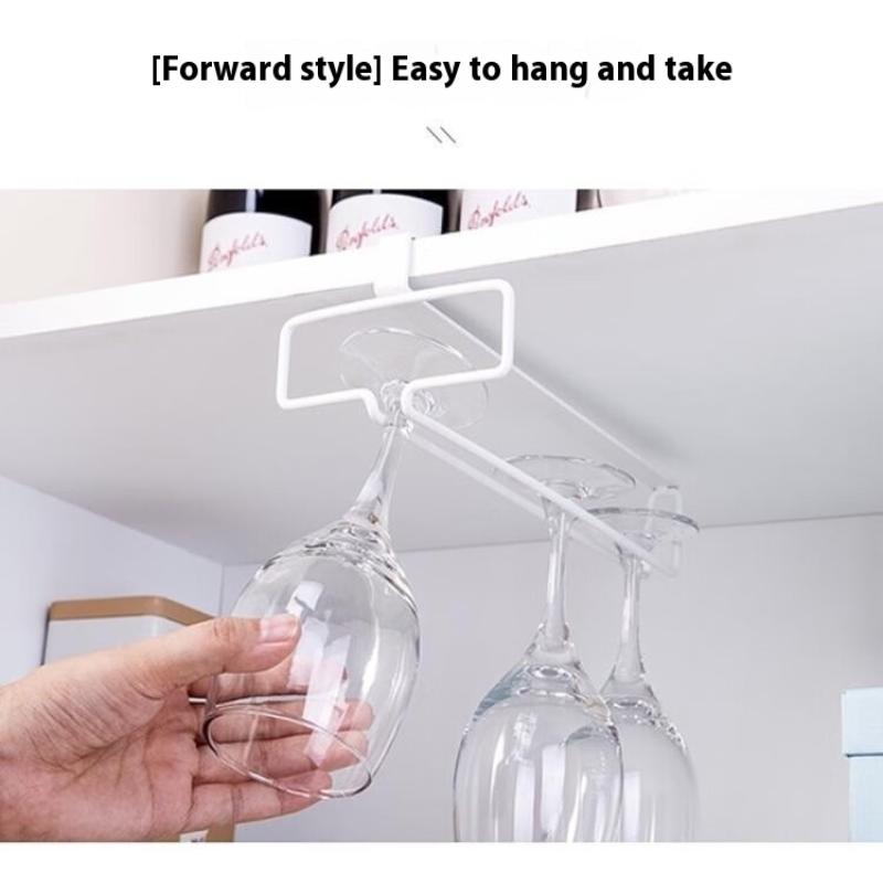 No Drilling Metal Wine Glass Holder - Stemware Rack For Under Cabinet Storage Kitchen Organization Kitchen/Bar Storage Supplies