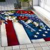 Flannel Sponge 0.47inch Thick - 1pc American Flag and Floral Pattern Kitchen Fl Mat, Non-Slip Floor Area Mat, Doormat for Entryw