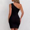 Women's Solid-Color Sleeveless One-Shoulder Dress