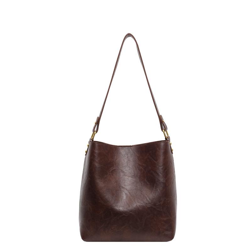 

Premium sense versatile tote bag women s fashion textured shoulder bag women s large-capacity commuter bucket bag
