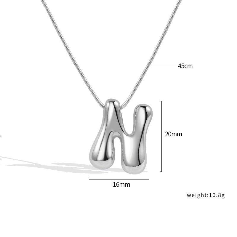 VENTFILLE 925 Sterling Silver 26 Letters Necklace For Women Gift Smooth Cute Balloon Jewelry Accessories Dropshipping Wholesale