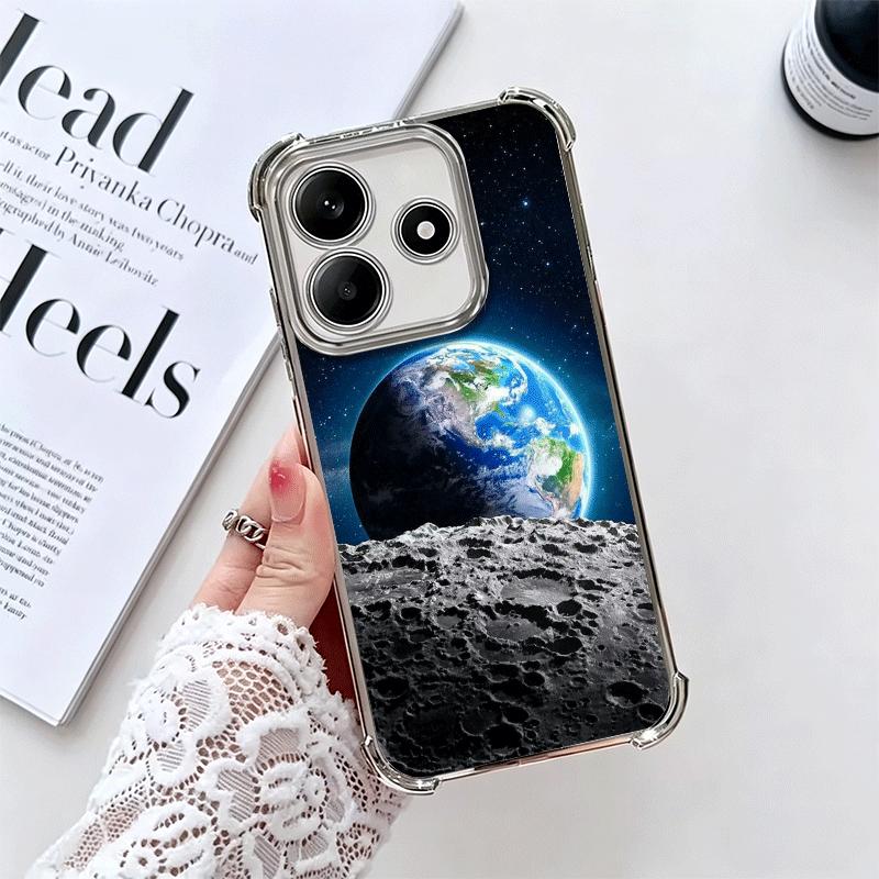 Earth Stars Space Universe Plating Phone Case For Xiaomi Redmi Note 14 15 Pro Plus 13 12 11 11S 11T 10 9S 9 5G Anti-Fall Airabag