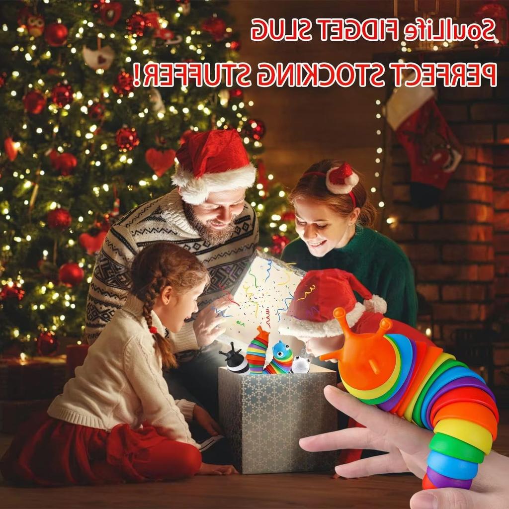 3D Flexible Articulated Slug Snail Toy - Colorful All Ages Anti-Anxiety Sensory Relief Fidget Toy for Children