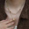 Super Sparkling Zircon Tiger Eye Stone Pearl Beaded Double Layer Clavicle Chain Retro Palace Style Necklace