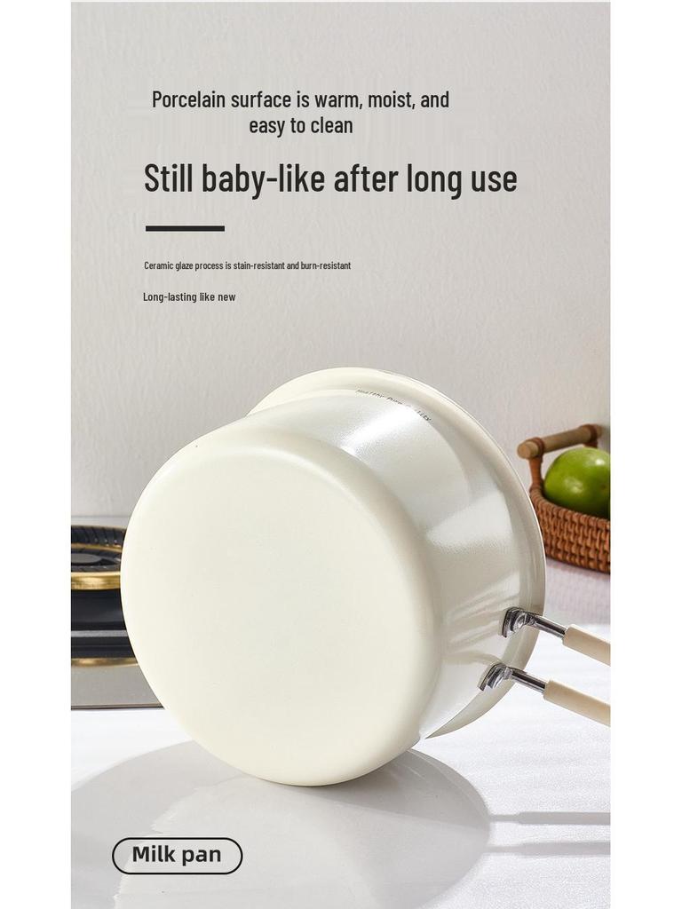 Xunshun 316L Stainless Steel Non-Stick Baby Food Pot, Ceramic Milk & Noodle Soup Pot, Extra Thick for One-Person Cooking.