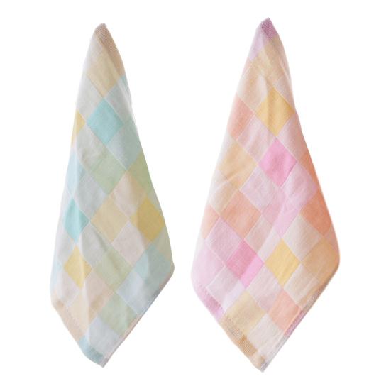 Cotton Checkered Square Towel Small 10"x10" Face Towel Absorbent Colorful Plaid Washcloth for Home Kitchen Face Washing Sweat Wiping