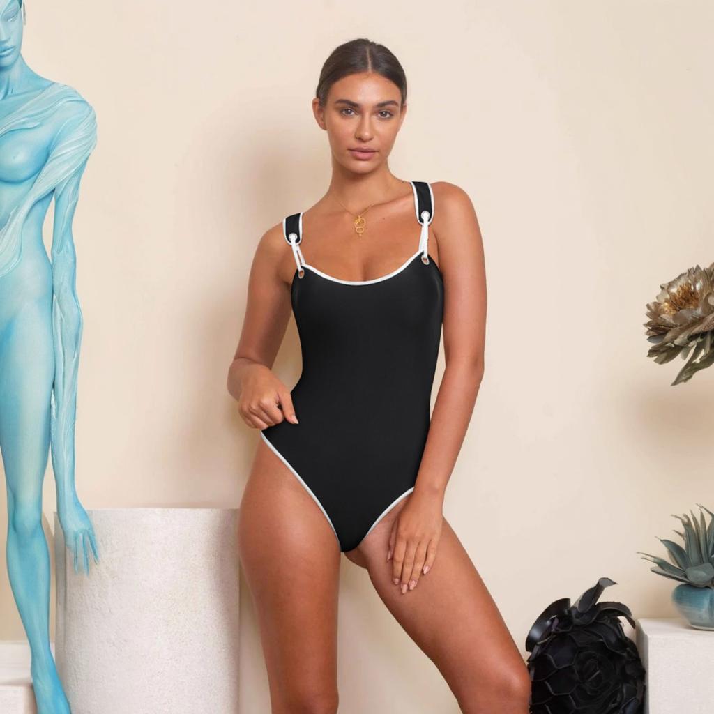 1011 European and American swimwear new black high-end one-piece swimsuit female explosion