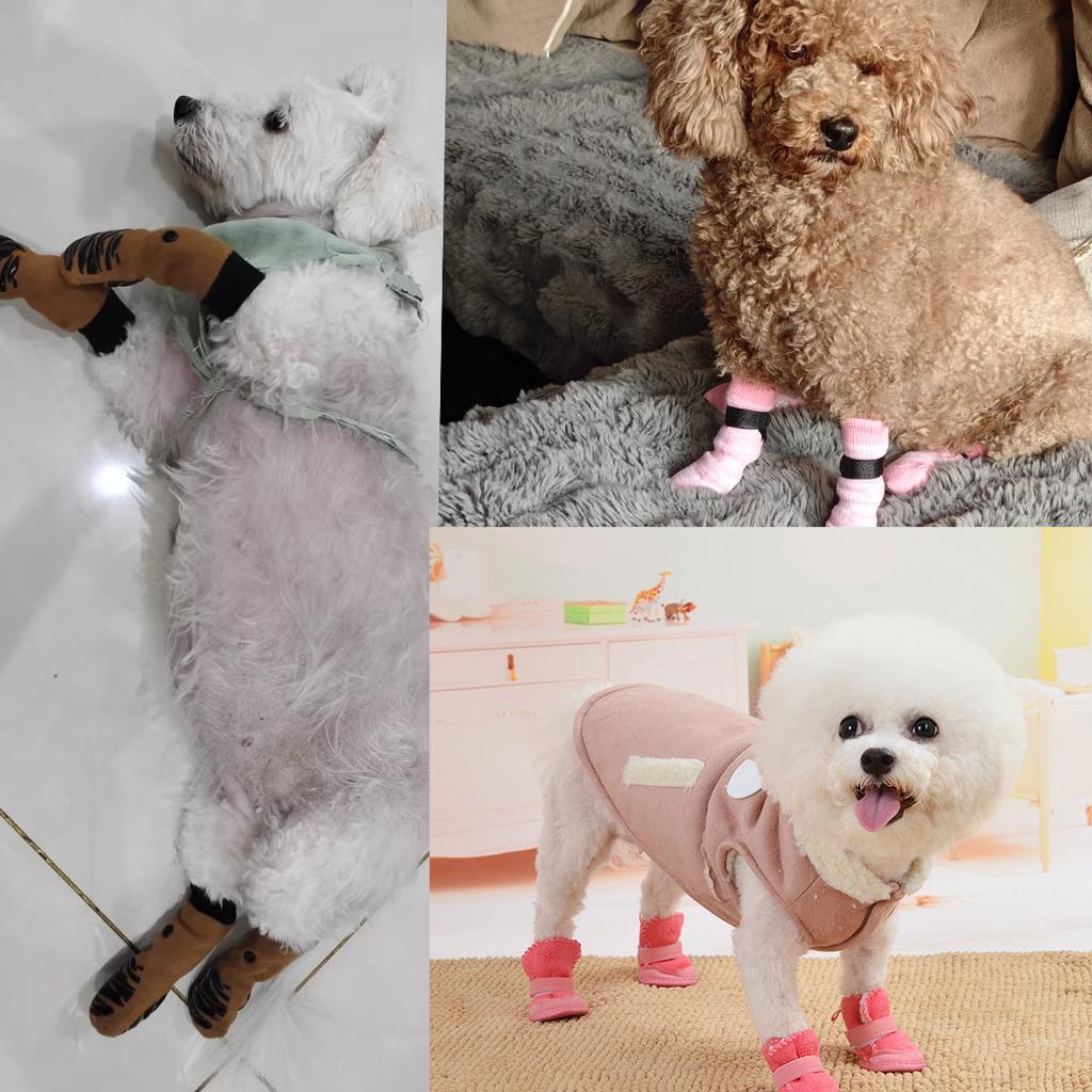 4 Pcs Waterproof Anti-slip Dog Socks, Suitable For Dogs & Cats Indoor Outdoor Wear Designed For Don't Like Shoes And Older Pets