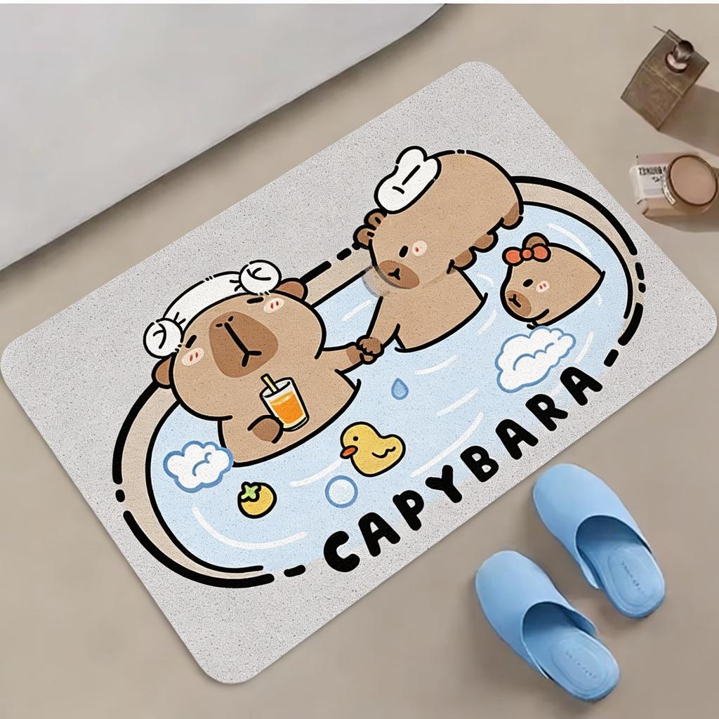 1pc Cute Capybara Bath Mat - Soft Thick Flannel Non-Slip Bath with Adorable Capybara Design, Plush Oval Mat for & s, Machine Was