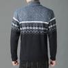 Thick Winter Men's Sweater with Added Fleece Zipper Cardigan Oversized Stand Up Collar Knitted Warm Jacket