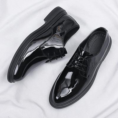 Men's Patent Leather Casual Leather Shoes 2025 Autumn New Item Men's Shiny Leather Shoes Business Formal Wear
