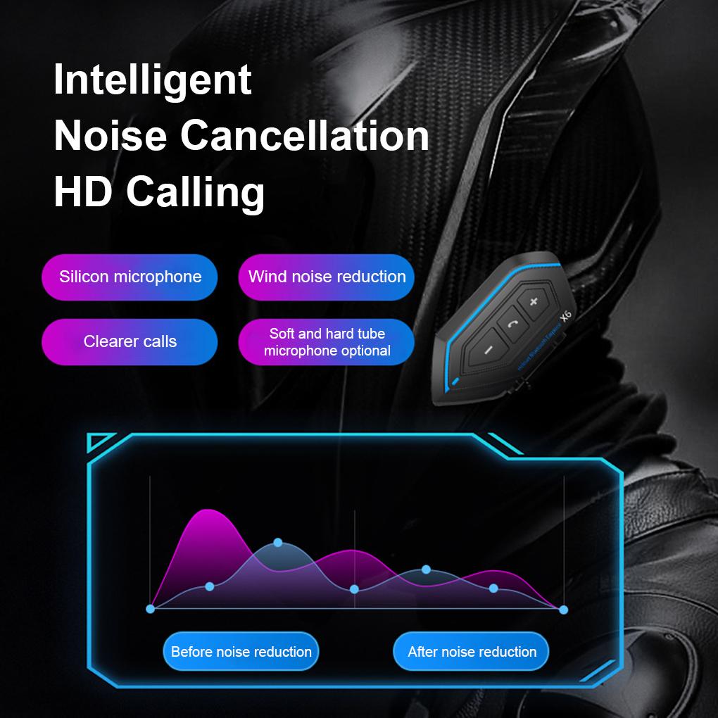 X6 Motorcycle Helmet Headset Call Kit Stereo Anti-interference Waterproof Music Player Speaker Wireless Earphone