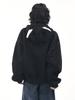 Damen Baggy Kapuzenpullover Niet-Spleißmantel Reißverschluss Strickjacke Jacke Harajuku Kleidung Herbst Winter