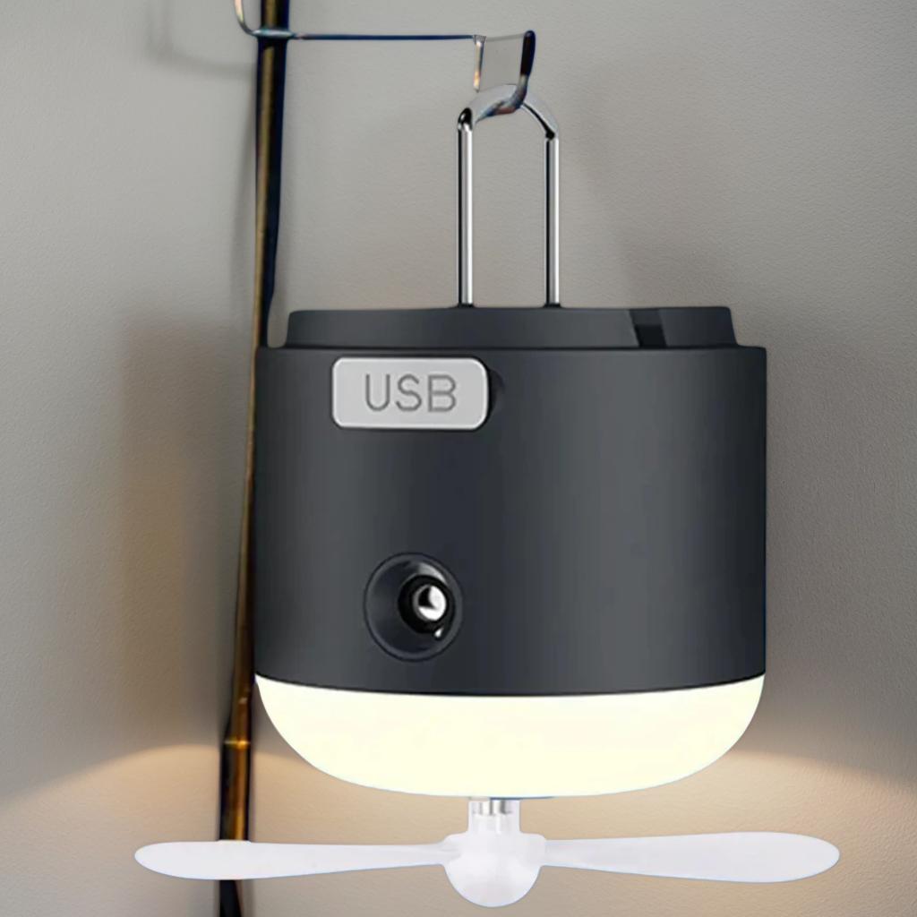 Portable multi-function outdoor spray camping lamp, mosquito killer spray, with small fan, can be hung, can put mosquito repellent, perfume