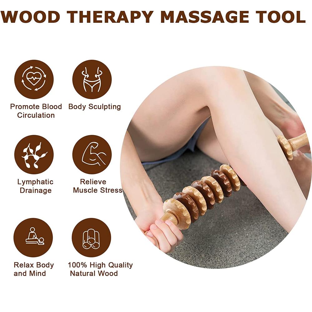 Durable And Safe 1Pc Wood Therapy Massage Toolsmassage Roller Stick Curved Lymphatic Drainage Massager Handheld For Anti Cellulitemuscle Stress