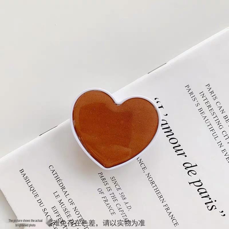 Airbag Heart-Shaped Retractable Phone Holder - Creative Solid Color Gift with Logo