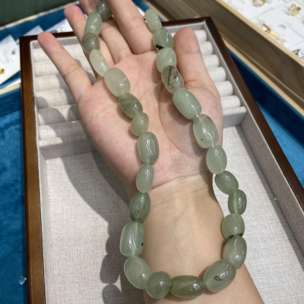 Special-Shaped Natural Stone Green Dongling Crystal Beaded Necklace Special-Shaped Irregular Crystal Colored Stone Necklace Female Personality Design