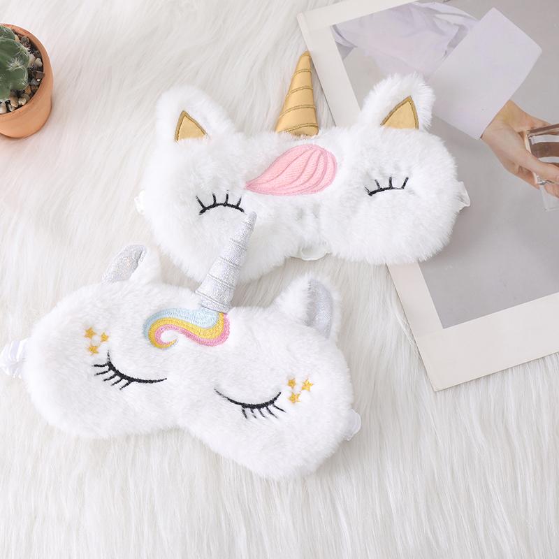 Plysj øyelapp Sovebind for reisehvile Myk Sovemaske Øyemasker Søt Glitter Unicorn øyedeksel