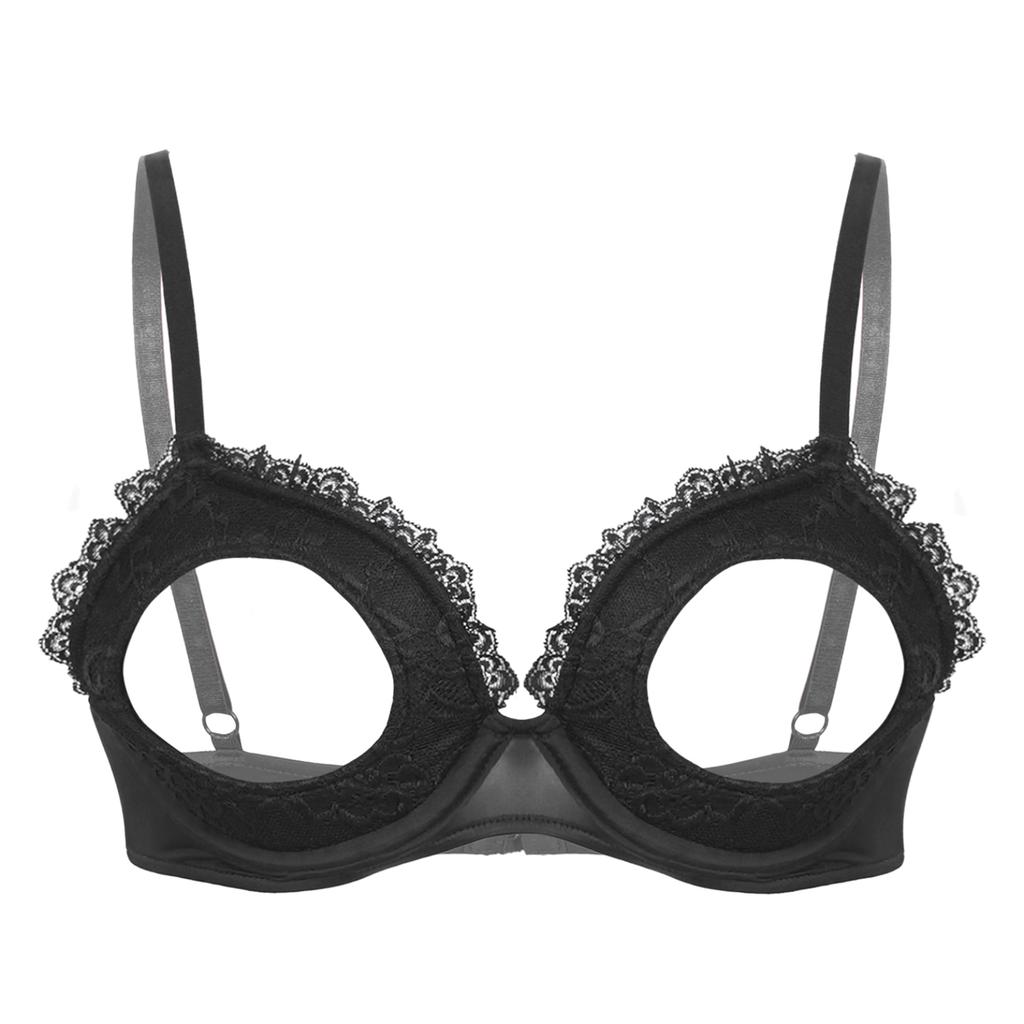 Womens Sexy Lingerie Lace Floral Sheer Hollow Out Wireless Unlined Bra Tops