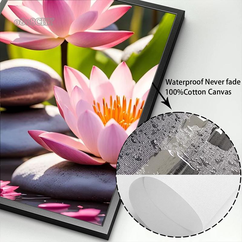 Spa Zen Kiraz Çiçeği Lilyum Pembe Lotus Kanvas Baskı Posterler Sanat Tablo Fitness Yoga Stüdyosu Duvar Sanatı Dekoru Resimler Ev Dekoru