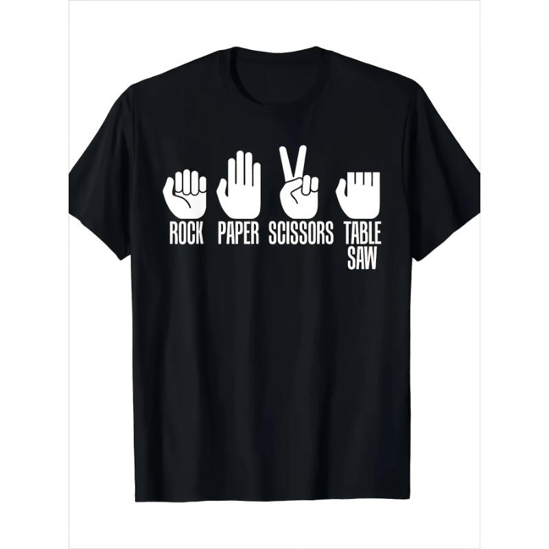 European Size High-Quality Short-Sleeve T-Shirt for Men Featuring a Rock-Paper-Scissors Design, Perfect for Casual Wear, Fitness, And Summer Fashion.