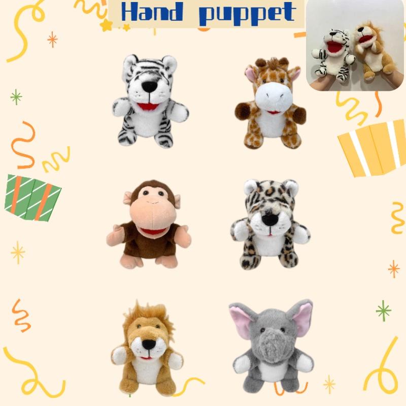 Jungle Animal Hand Puppets Lion Tiger Deer Monkey Plush Toys For Kids