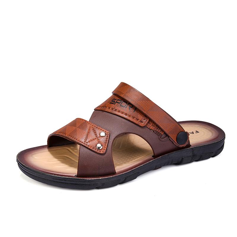 Mens Beach Sandals Open Toe Non-slip Men Slippers Classic Two Uses Male Thick-soled Summer Outdoor Shoes