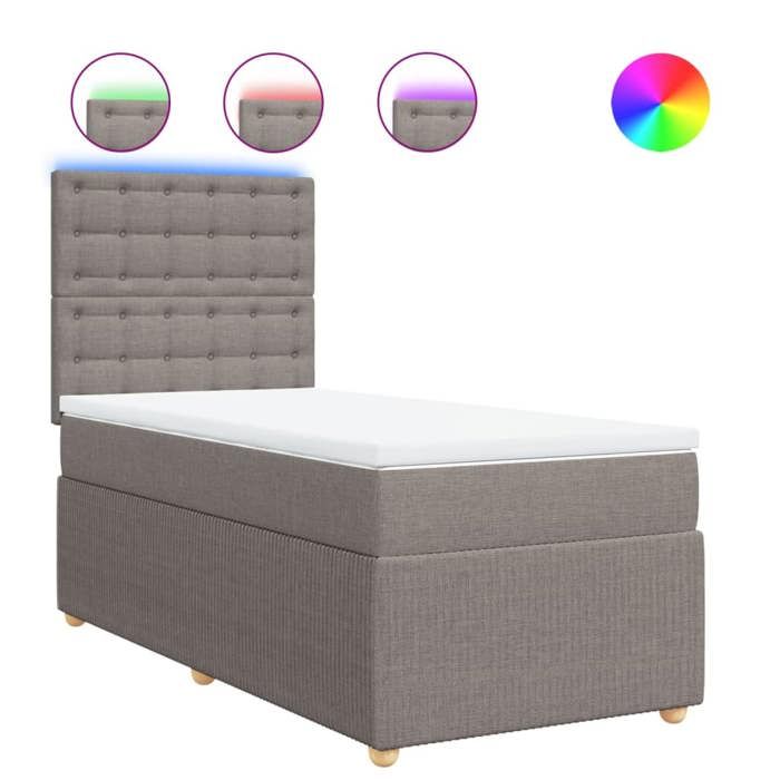 VidaXL Slatted Bed Base with Mattress Taupe 90x190 Cm Fabric 3294229