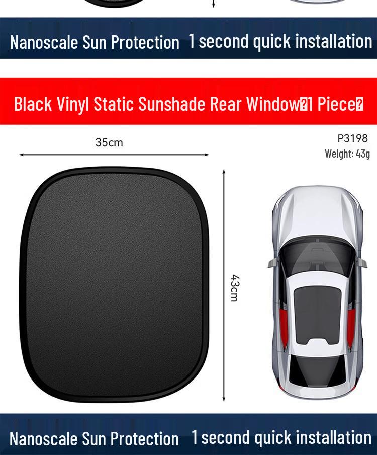 Car Sunshade: Manual Sun Protection & Heat Insulation with Strong Electrostatic Film for Privacy & Light Blocking on Side Windows
