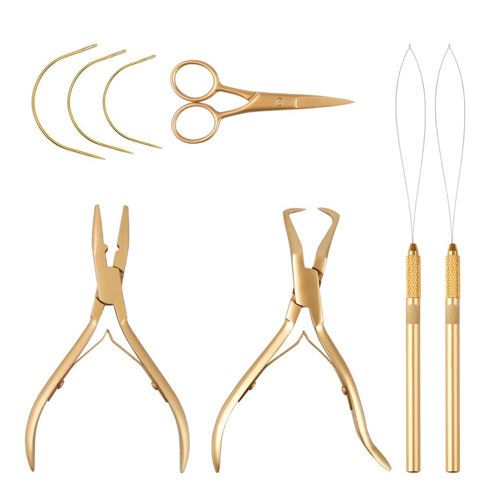 Hair Extension Pliers Kit Microlink Pliers for Extensions Hair Extension Beading Tool Hair Pulling Hook Hair Styling
