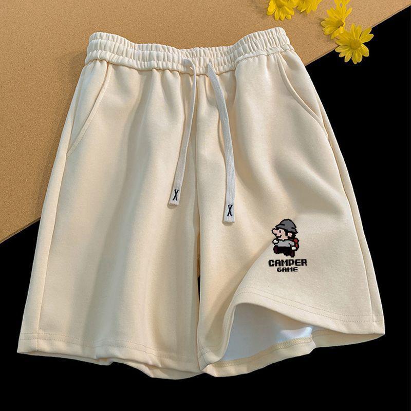 Custom Cartoon Print Men's Summer Sports Pants - Loose, Thin, American Streetwear Style, Five-Point Casual Design