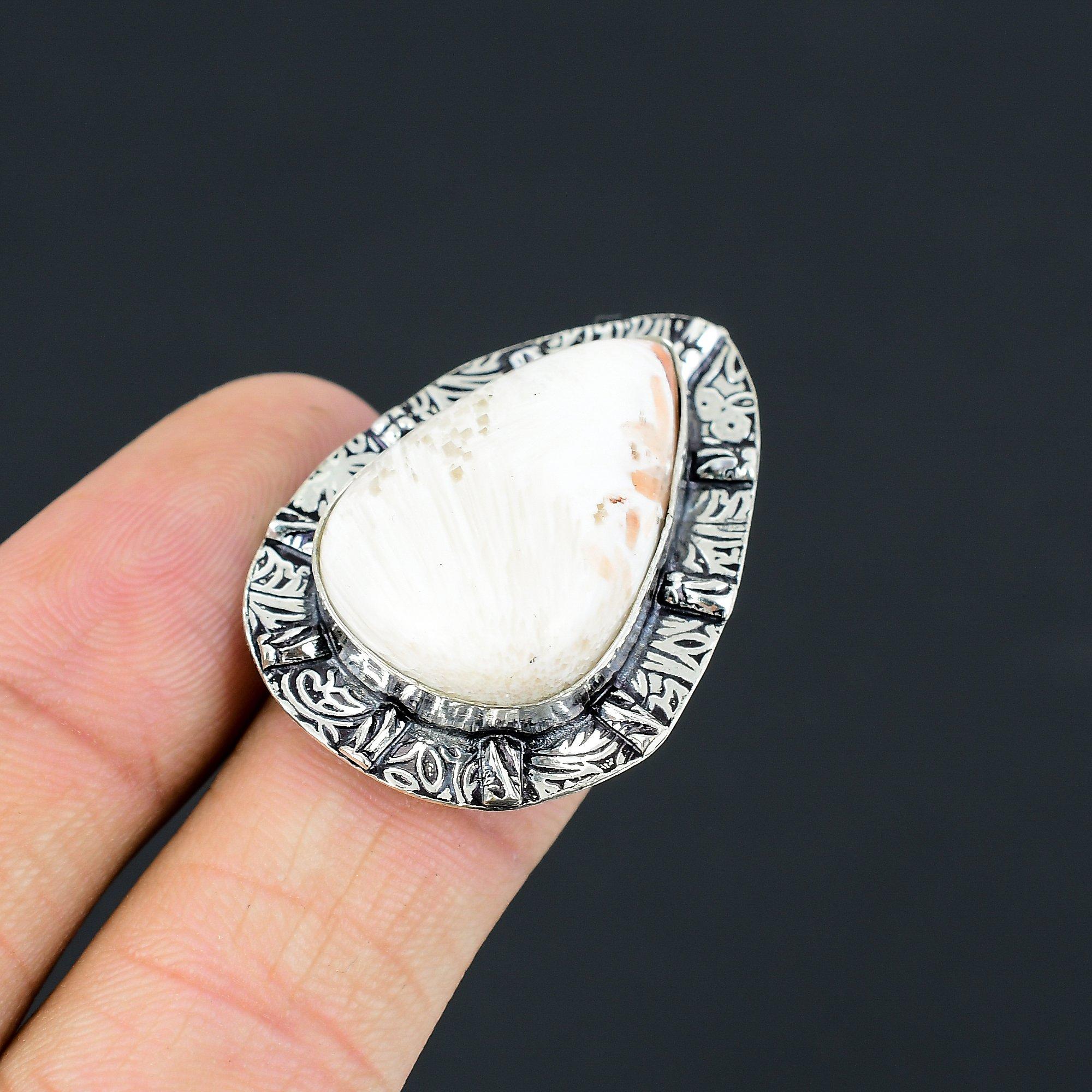 Crown Chakra Natural Scolecite Stackable Ring Jewelry Size 8 925 Sterling Silver 8
