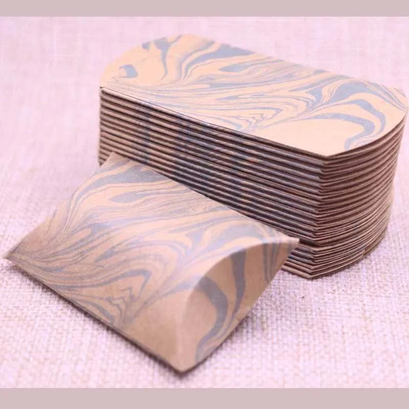 50pcs Marble Style Box Anniversary Gift Box Wedding Present Flamingo Design Box Paper Pillow Cardboard Jewelry Packing