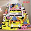 Pop Art Cartoon Dog Bone Hot Dog Colorful Graffiti Quote Print Soft Flannel Throw Blanket Lightweight Warm Sofa Couch Bed Home Decor Cover