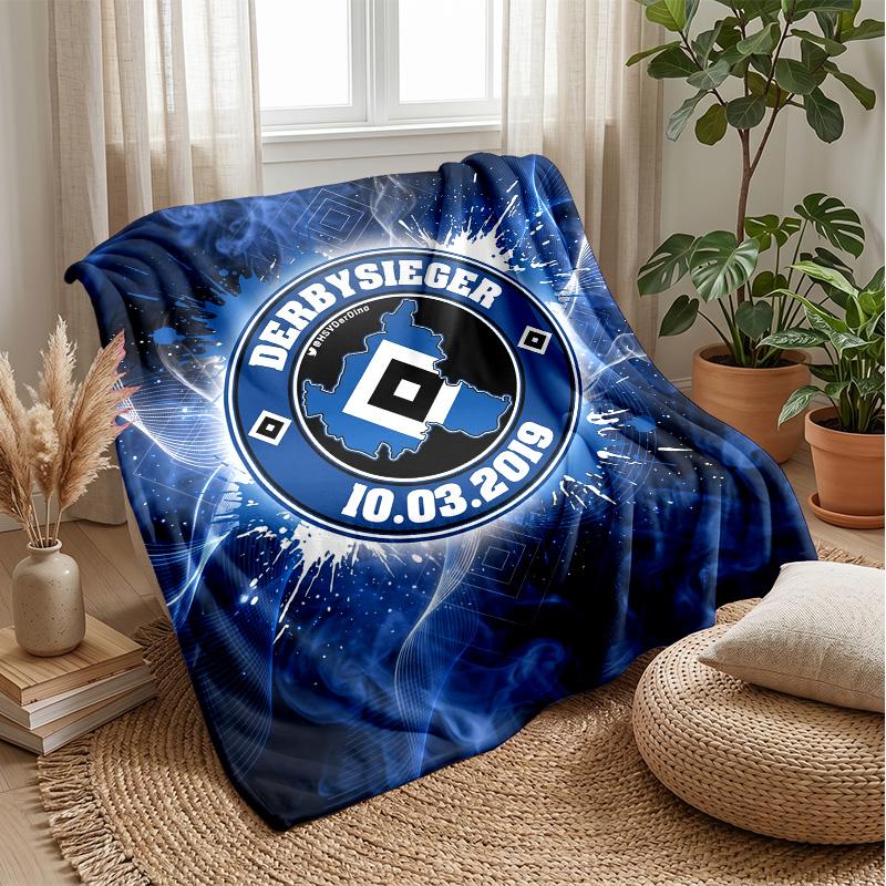 Hamburger SV Football Print Flannel Blanket, Soft Warm Lightweight Throw Blanket for Sofa Bed Camping