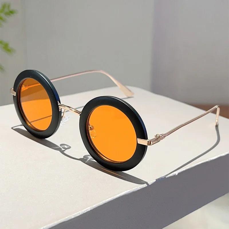 Kammpt Punk Round Sunglasses Men Vintage Multi-Color Shades Women New In Trendy Cute Retro Luxury Brand Design Sun Glasses