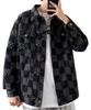 Denim Checkered with with Checkered Winter Xl Loose Hip Hop Big Brother Long Chest [Blanc Blanc] Jacket, Blouson, Pattern, Outerwear, Collar, Pockets,