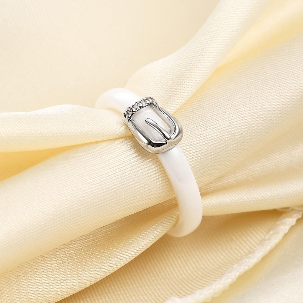 4MM Ceramic Personalized Belt Buckle Simple Black and White Set Zirconium Couple Fashion Ring