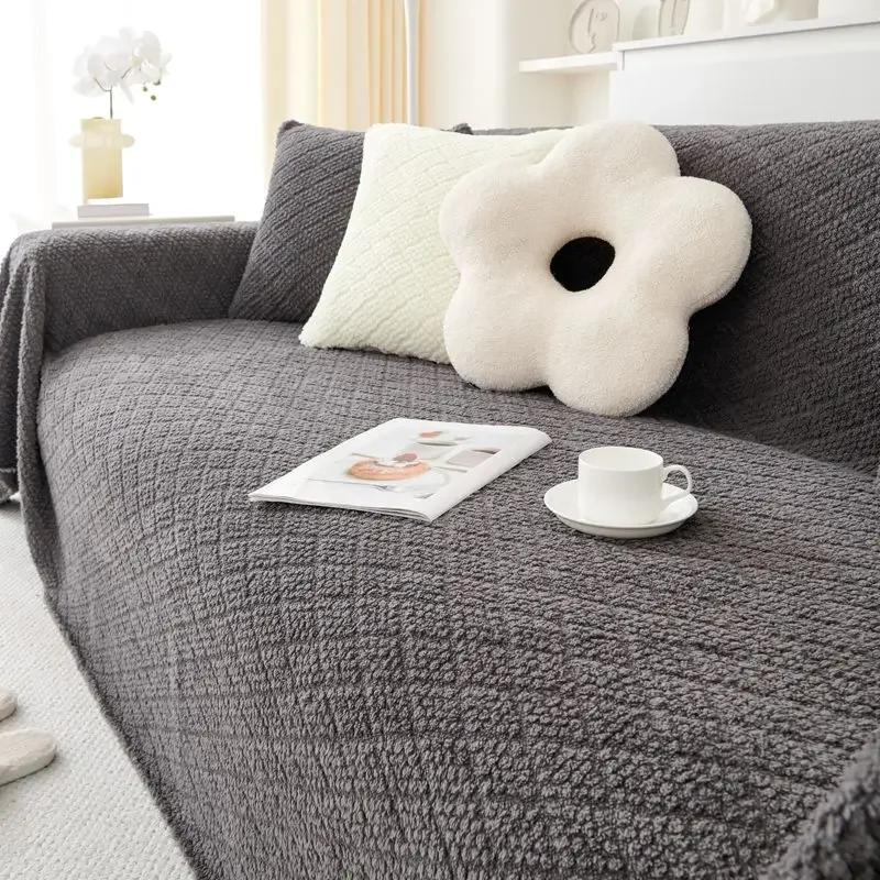 

Двусторонний удобный плюшевый чехол для дивана, ткань с несколькими функциями, нескользящее плюшевое одеяло, усовершенствованная подушка для дивана с защитой от царапин у кошек 90x90cm