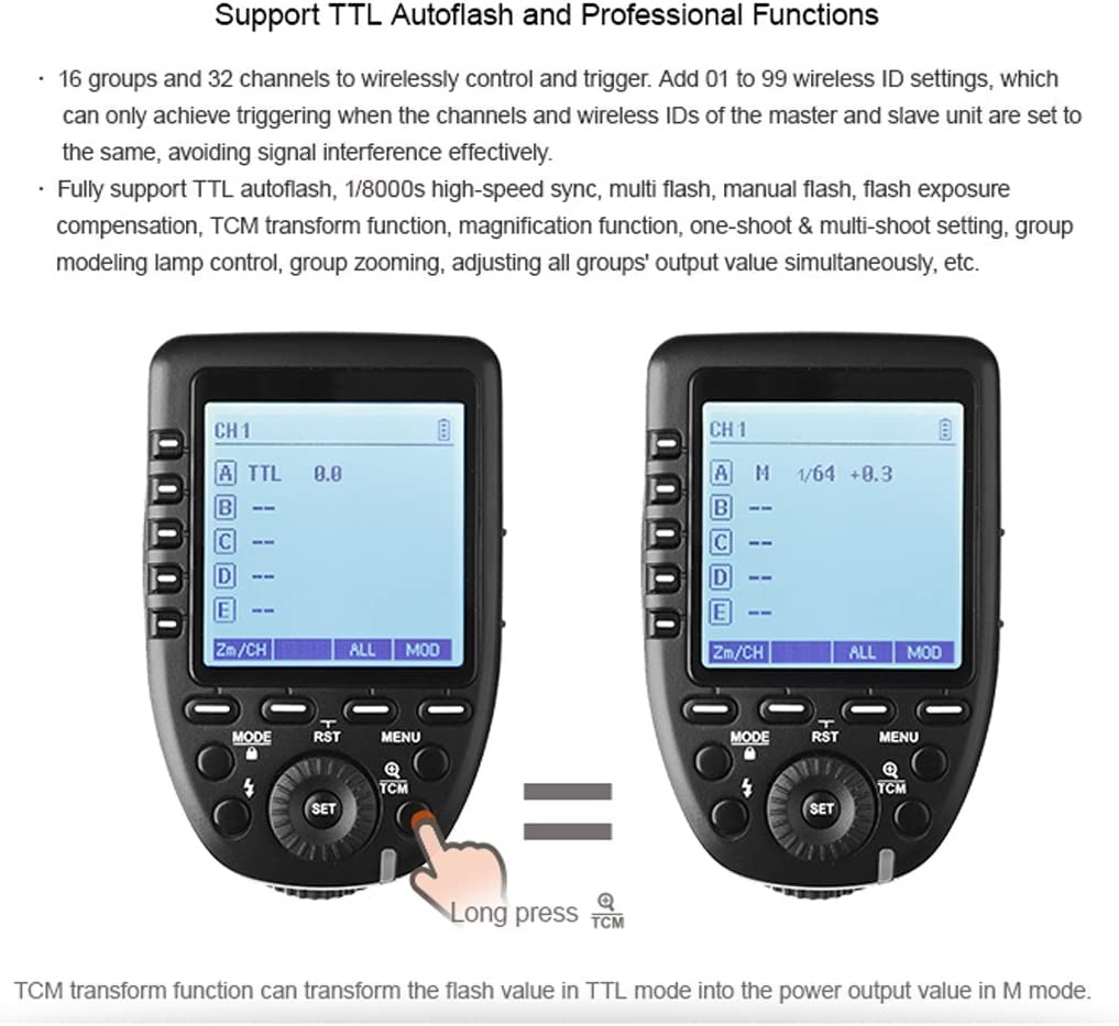 Product with Technical Conformity Mark and Japanese Instruction Godox Wireless Flash Trigger High Speed Sync X System with Super Large LCD Screen