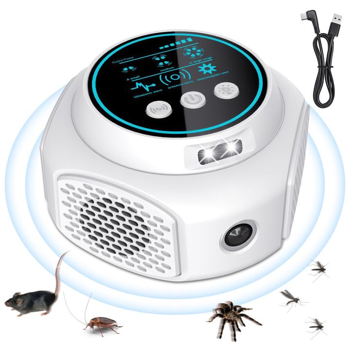 For PIEPIEGO Ultrasonic Rodent Powerful Electromagnetic Waves with Variable Effective Range of 300 Square and Safe for Kids and for and Includes