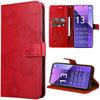 Case for Xiaomi Redmi Note 13 Pro+ 5G - Note 13 Pro Plus 5G, Leather Effect with Card Holder and Stand, Butterfly Pattern, Red