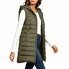Women's Casual Long Hooded Sleeveless Quilted Vest