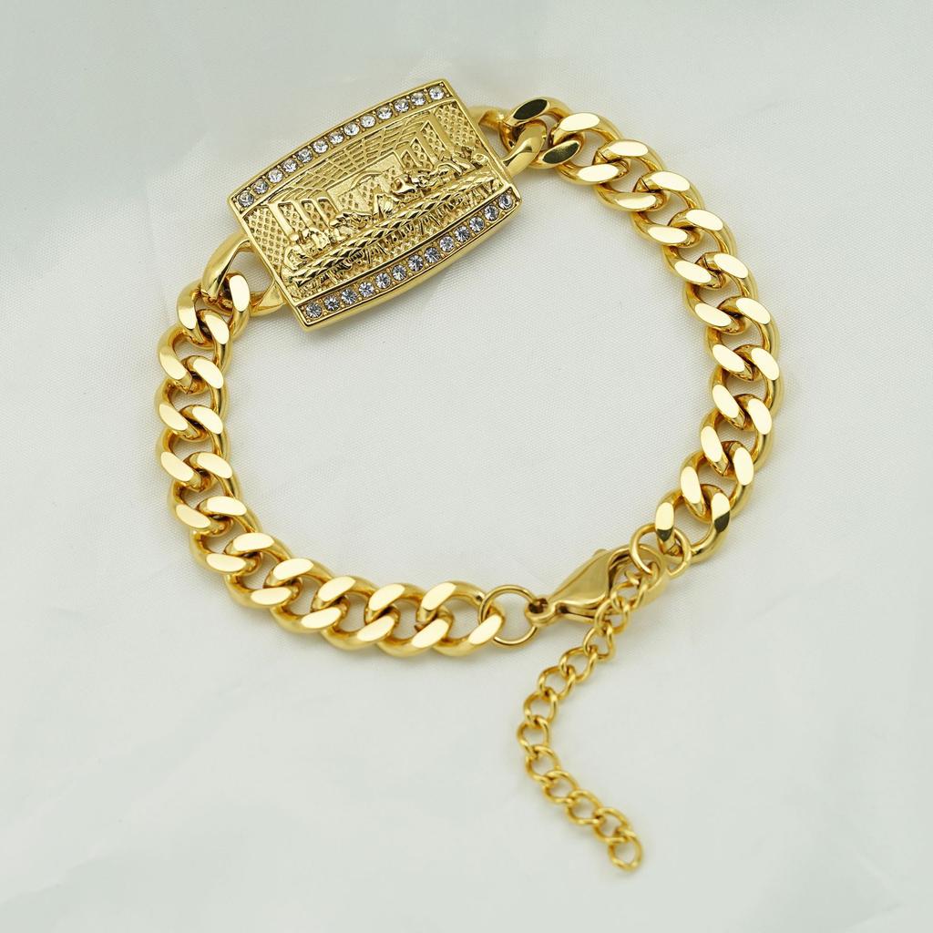 New Fashionable Hip-hop Diamond Studded Bracelet From TheLast Supper, Featuring The Dinner of The Twelve Disciples