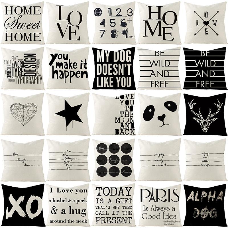 Home Furnishings Nordic Polyester Cushion Cover Black Letter Digital Print Cushion Cover Cushion Cover
