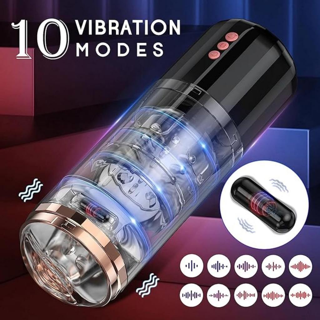 Male Masturbator Adult Toys Pumps Rotating and Vibrating Modes Visual Window and IPX7 Waterproof Penis Pump Pocket Pussy Male Stimulator Sex Machine