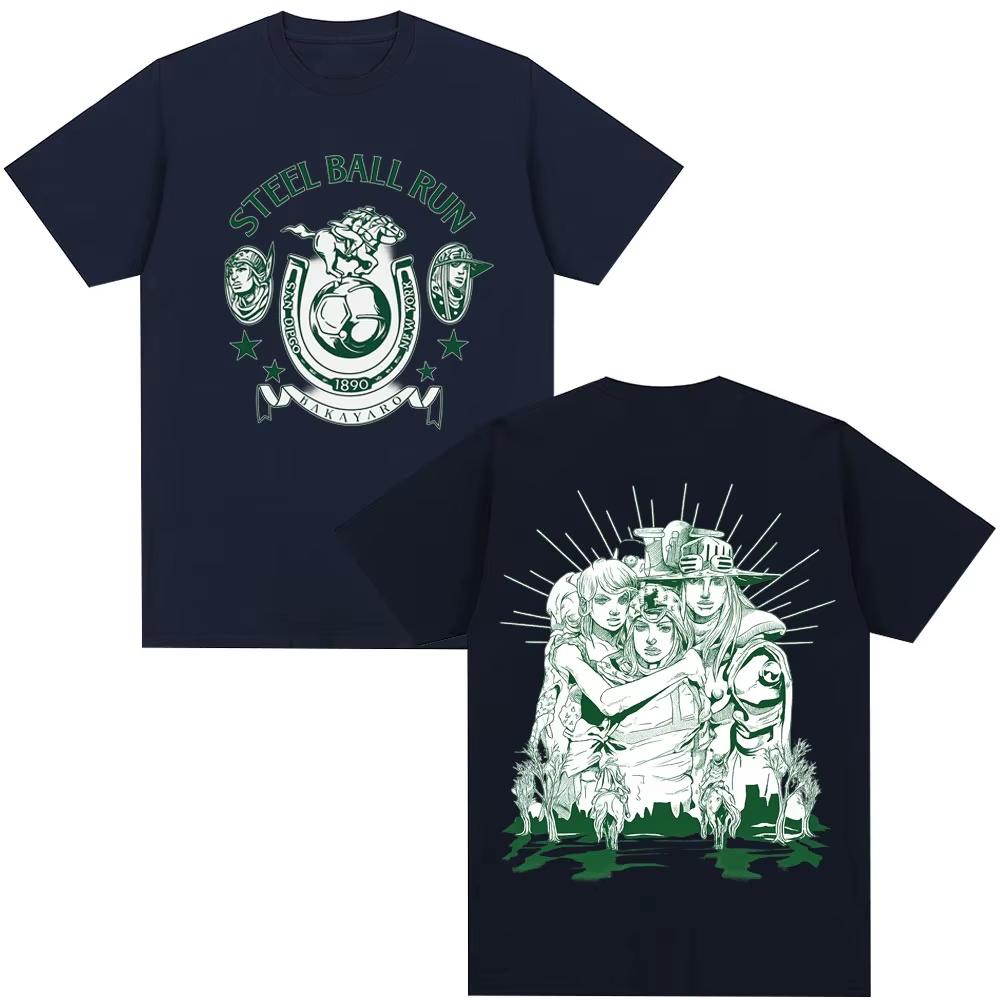 2026 New Anime JoJo's Bizarre Adventure Steel Ball Run Comic Pattern T-Shirt, Parent-child Cotton Casual Loose T-shirt