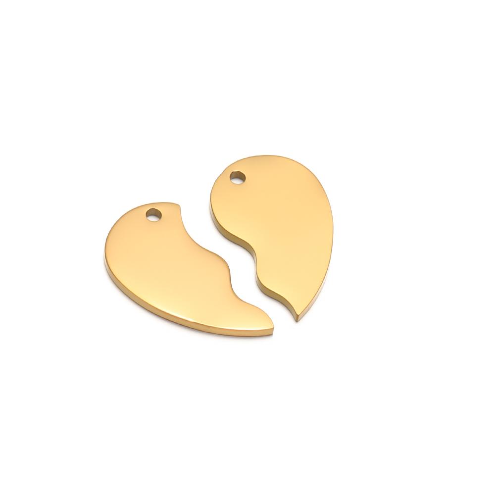 2Pcs/Set Stainless Steel Broken Heart Charms DIY Jewelry Earrings Making Fashion Couple Necklace Pendant Bracelet Lover Findings