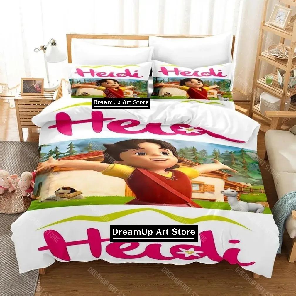 Alps Heidi Bedding Set,Maiden Of The Alps Bedding Set Girl From,Funny Heidi And Family Cartoon Print Quilt Cover Pillowcase